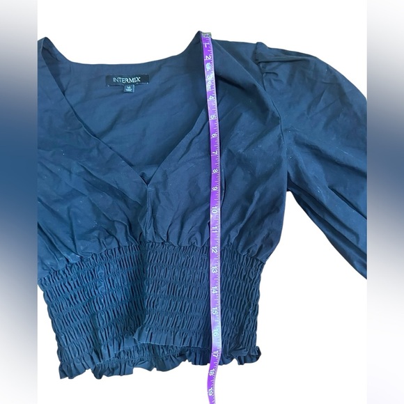 Intermix Scarlet Puff Sleeve Poplin Top Black Dress 3/4 sleeve size medium - Picture 7 of 9